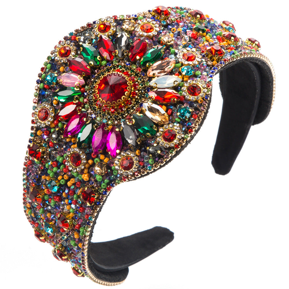 Baroque Style Jewelry Headband For Women With Rhinestones In Coffer Color