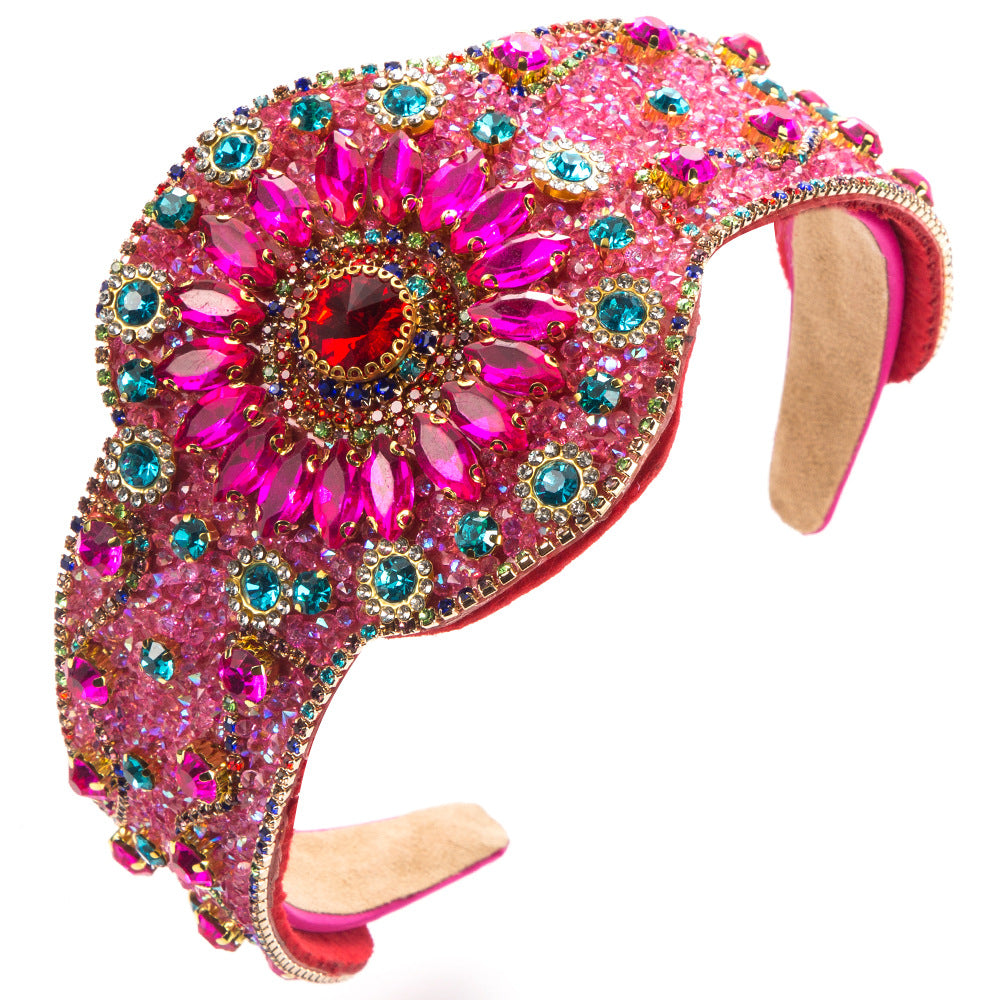 Baroque Style Jewelry Headband For Women With Rhinestones In Coffer Color