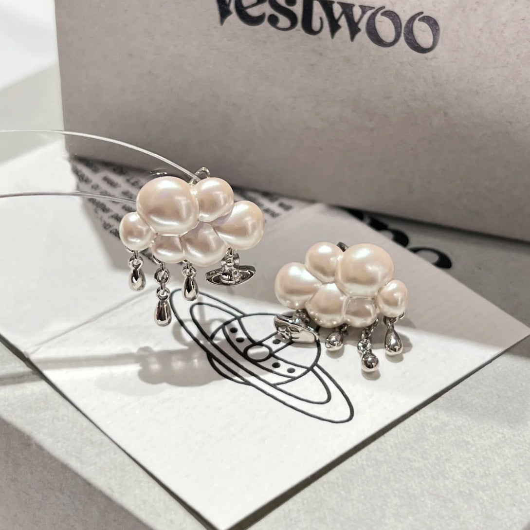 Baroque Style Flowers Necklace For Unisex In 925 Sterling Silver With Rhinestones On Cable Chain Jewelry Set