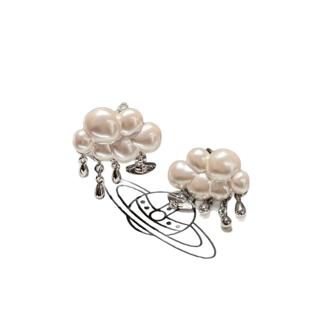 Baroque Style Flowers Necklace For Unisex In 925 Sterling Silver With Rhinestones On Cable Chain Jewelry Set