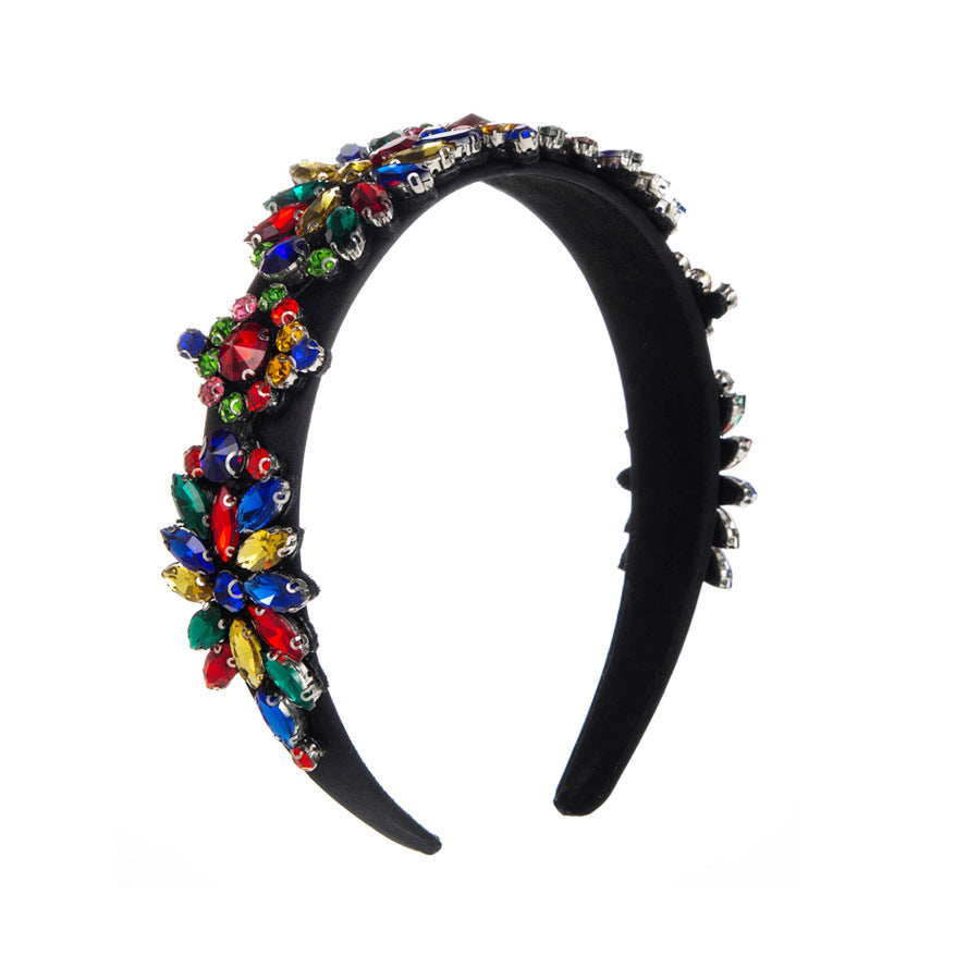 Elegant Geometric Jewelry Headband For Women With Green Rhinestones Inlay