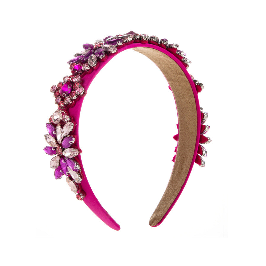 Elegant Geometric Jewelry Headband For Women With Green Rhinestones Inlay