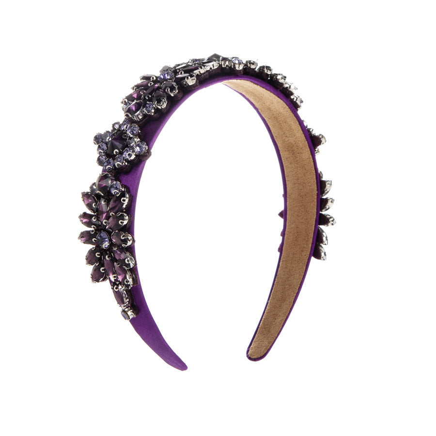 Elegant Geometric Jewelry Headband For Women With Green Rhinestones Inlay