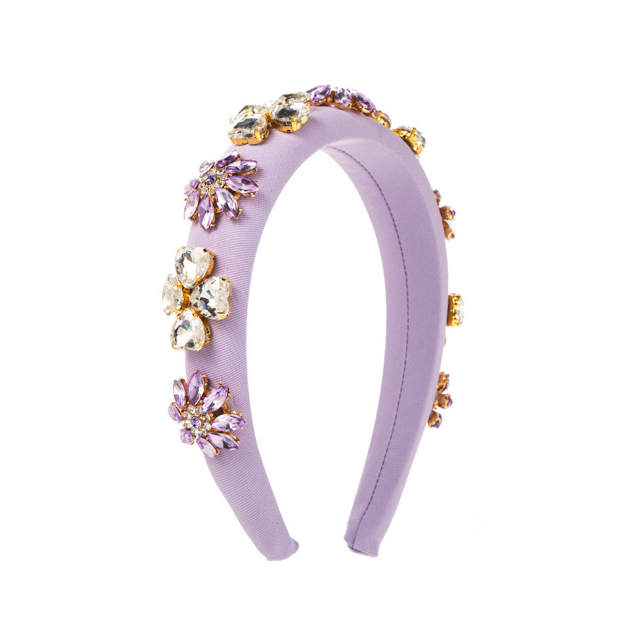 Heart Shape Baroque Style Hair Band For Women With Rhinestones In Dyed Black
