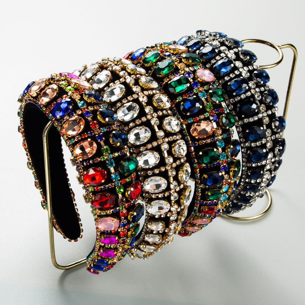 Baroque Style Lattice Jewelry Headband For Women With Rhinestones In Colour