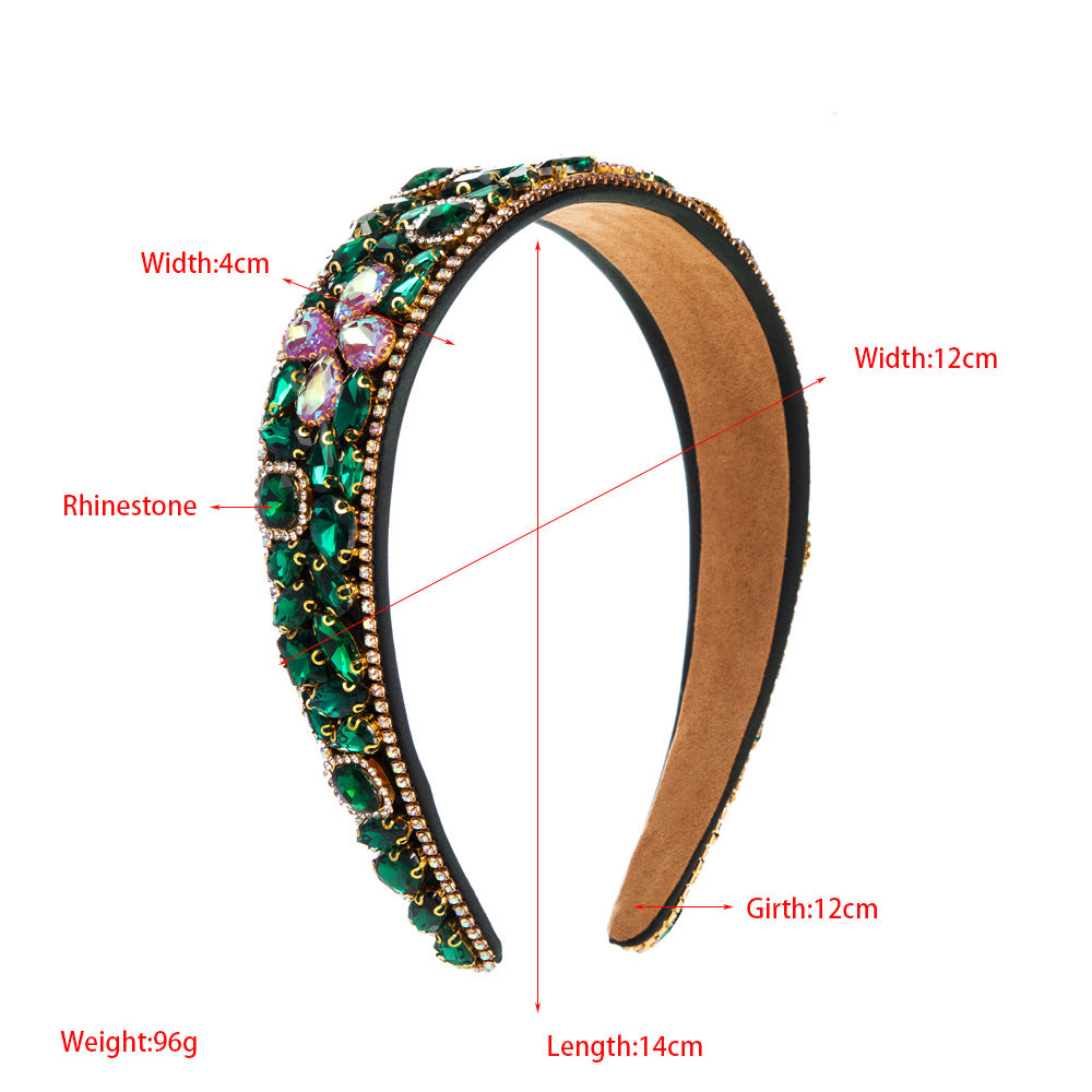 Baroque Style Jewelry Headband For Women With Rhinestones In Coffer Color Featuring Elegant Flowers Design