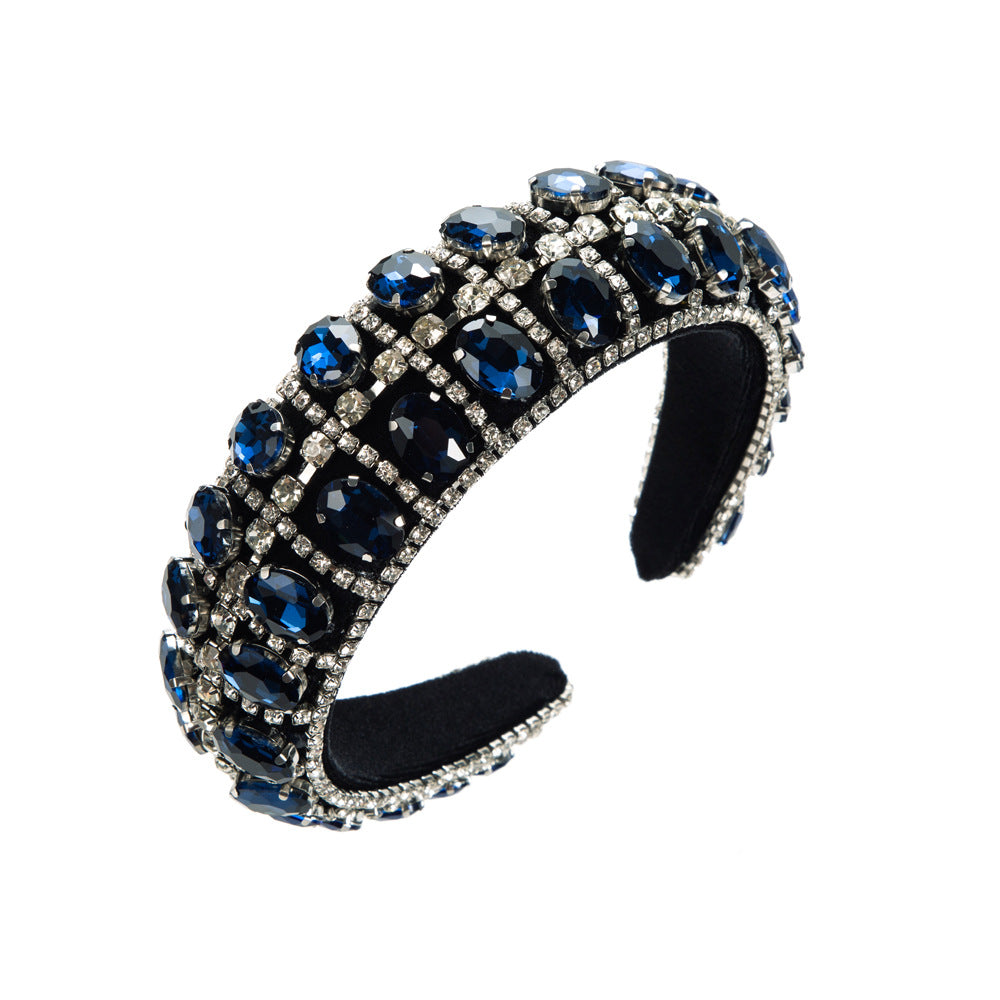 Baroque Style Lattice Jewelry Headband For Women With Rhinestones In Colour