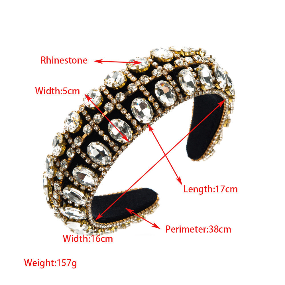 Baroque Style Lattice Jewelry Headband For Women With Rhinestones In Colour