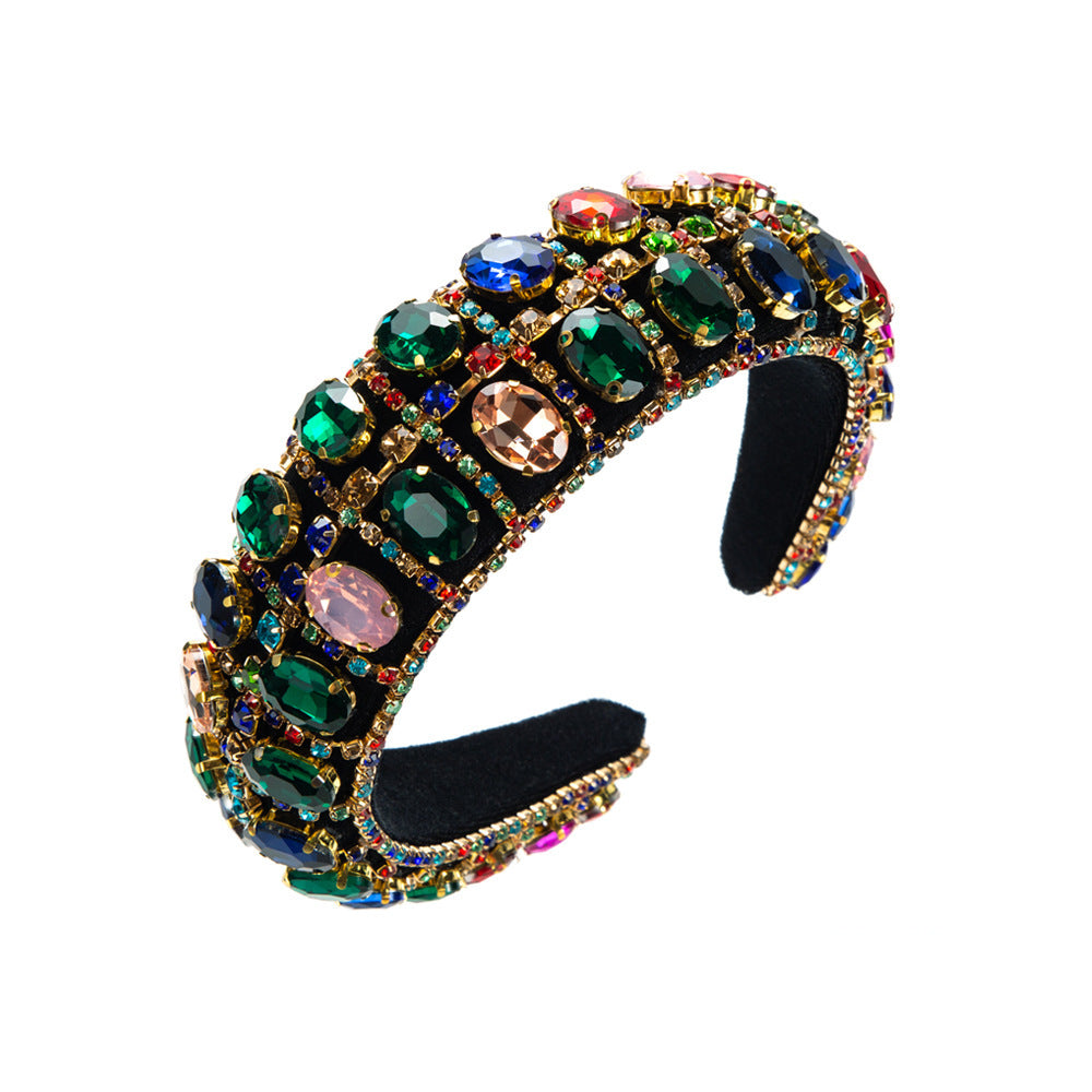 Baroque Style Lattice Jewelry Headband For Women With Rhinestones In Colour