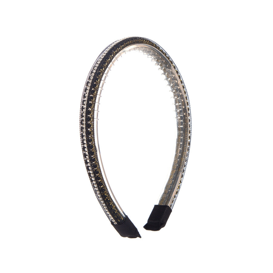 Jewelry Headband For Women In Natural Pink With Rhinestones, Stylish Commute Hair Accessory For Autumn