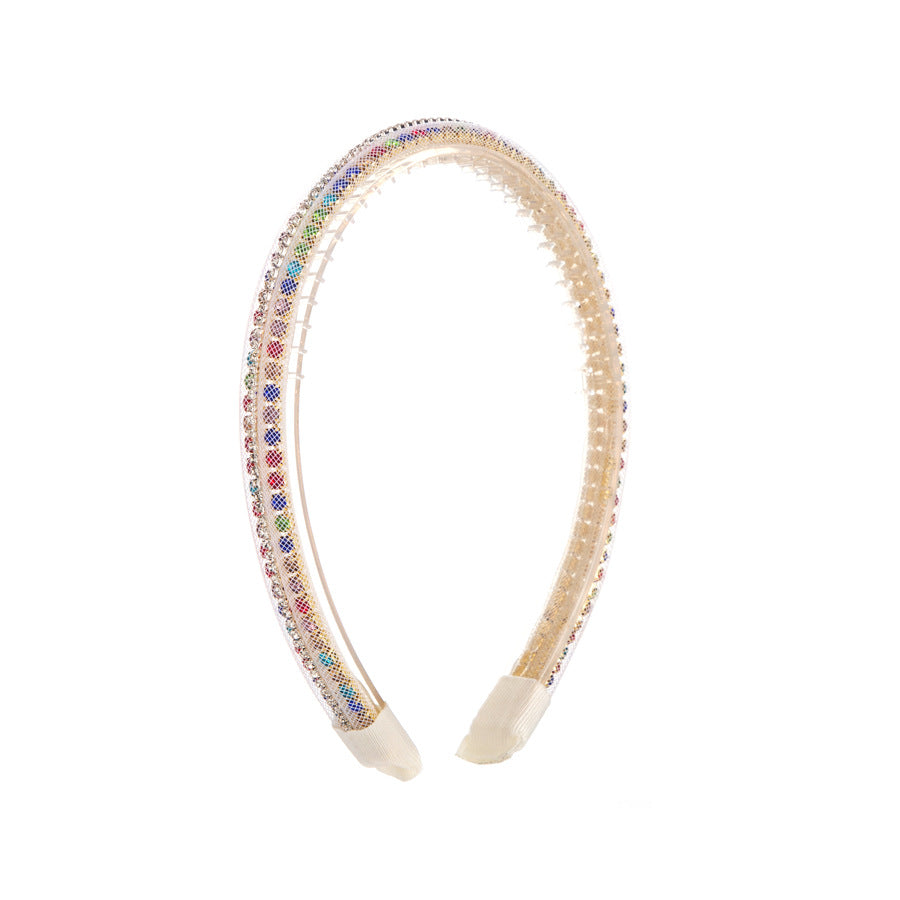 Jewelry Headband For Women In Natural Pink With Rhinestones, Stylish Commute Hair Accessory For Autumn