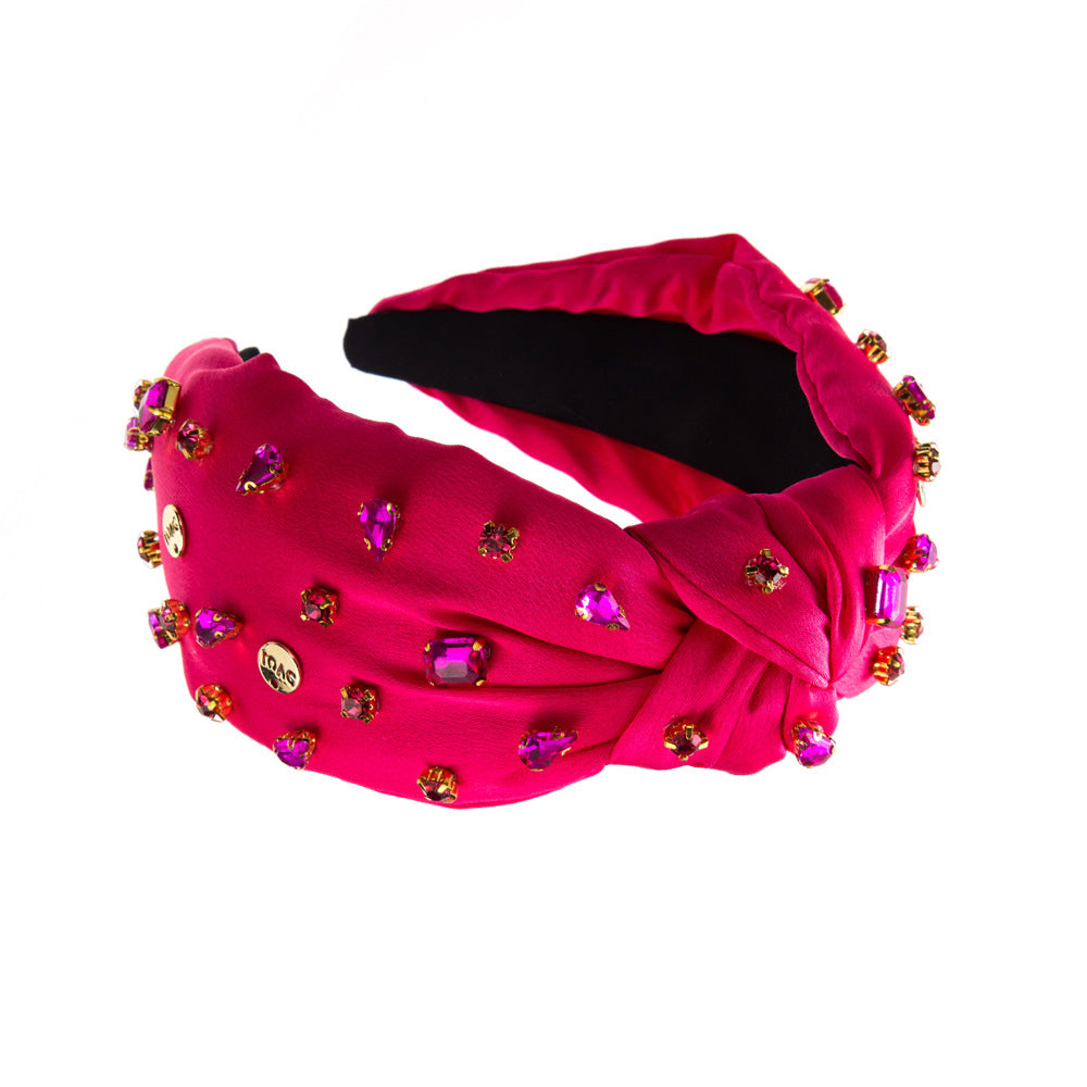 Knot Jewelry Headband For Women In White Cloth With Rhinestones, Stylish Commute Hair Accessory