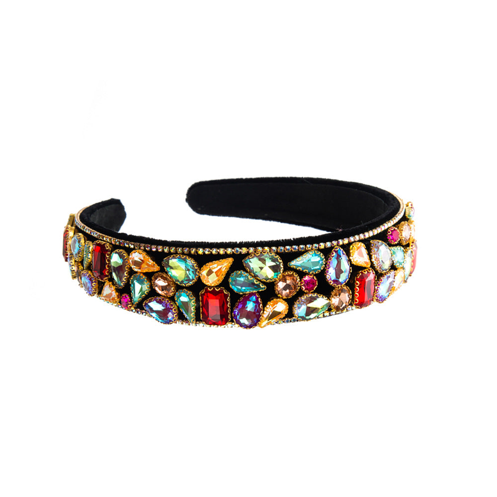 Baroque Style Water Droplets Jewelry Headband For Women With Rhinestones In Colour