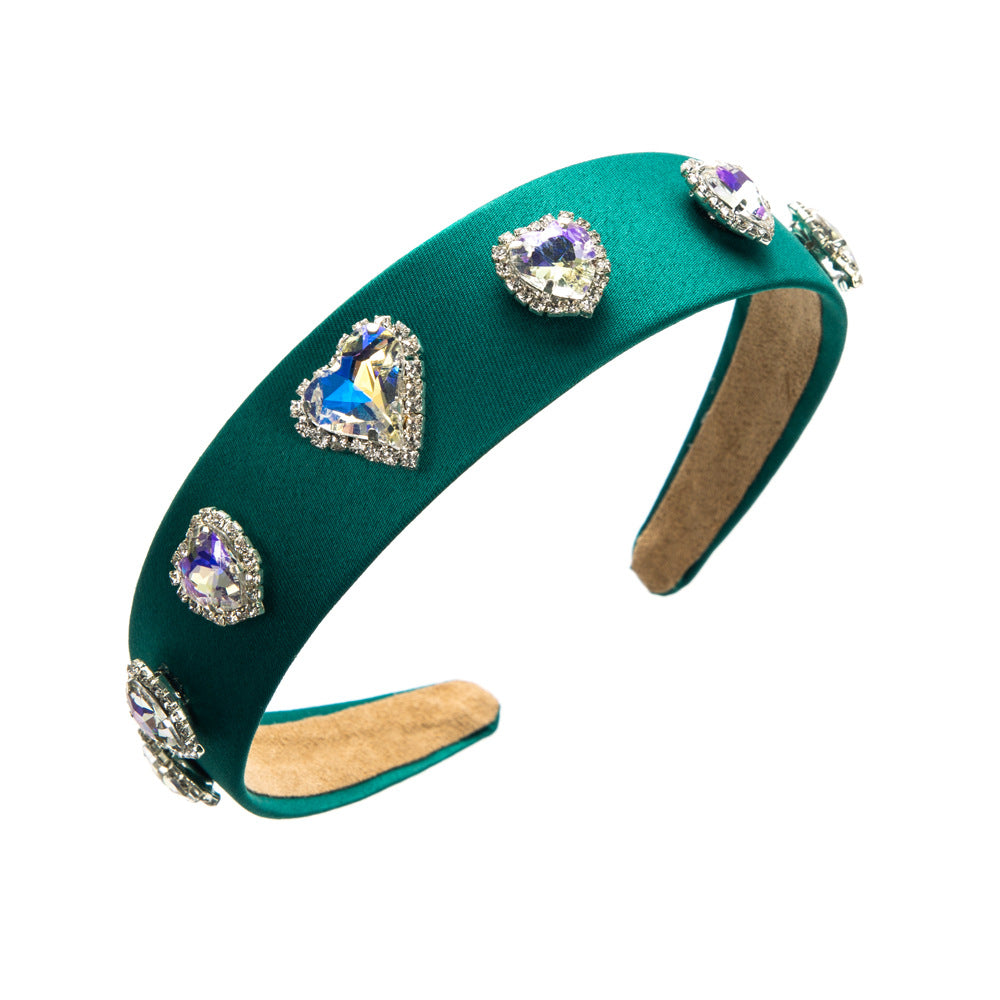 Heart Shape Jewelry Headband For Women In Purple Featuring Rhinestones, Stylish Commute Hair Accessory