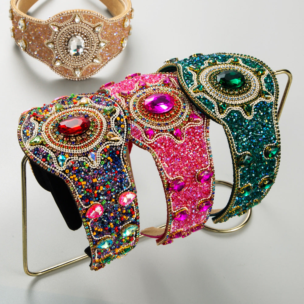Baroque Style Jewelry Headband For Women With Rhinestones In Champagne, Perfect For Summer