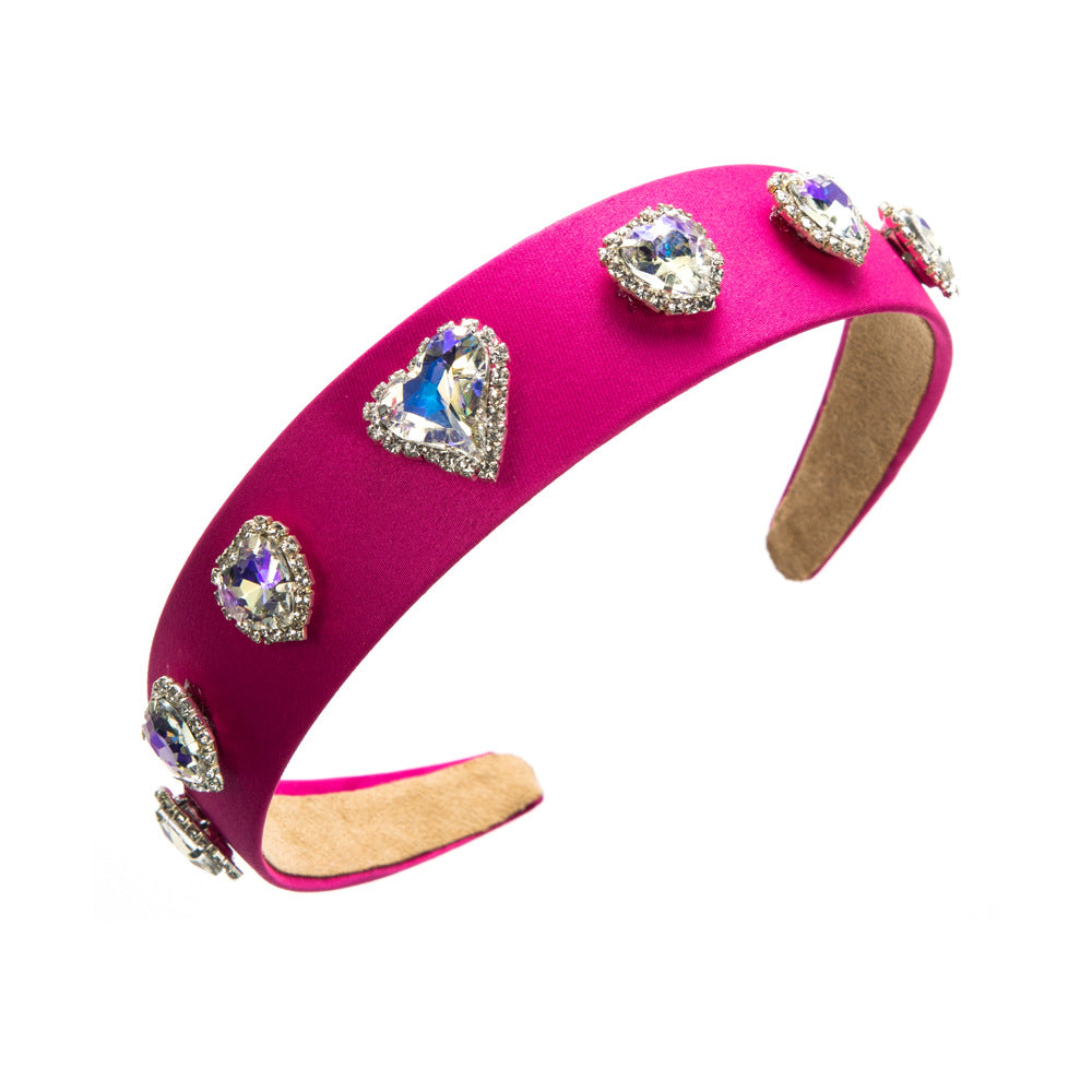 Heart Shape Jewelry Headband For Women In Purple Featuring Rhinestones, Stylish Commute Hair Accessory