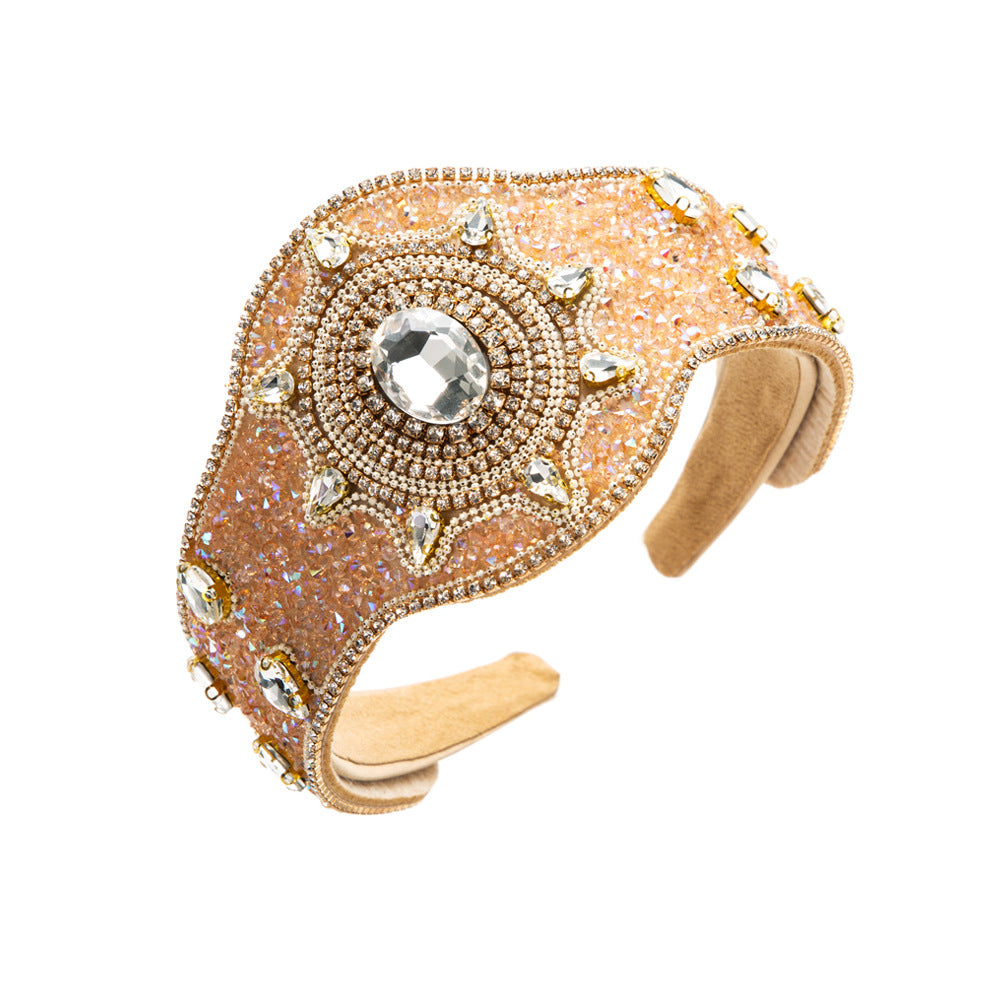 Baroque Style Jewelry Headband For Women With Rhinestones In Champagne, Perfect For Summer
