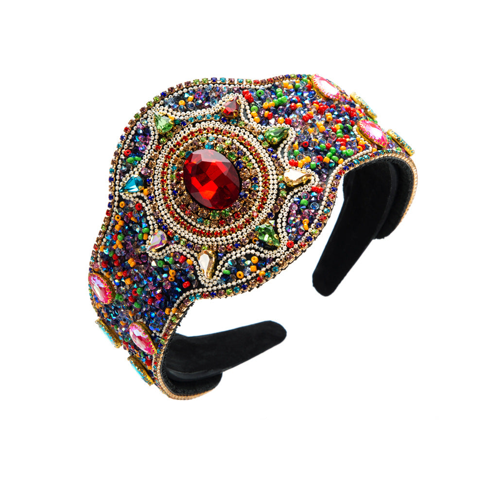 Baroque Style Jewelry Headband For Women With Rhinestones In Champagne, Perfect For Summer