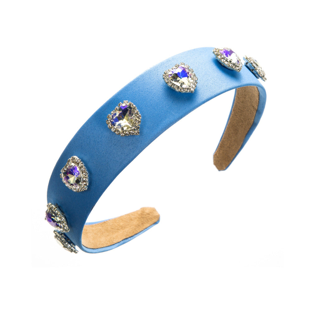 Heart Shape Jewelry Headband For Women In Purple Featuring Rhinestones, Stylish Commute Hair Accessory