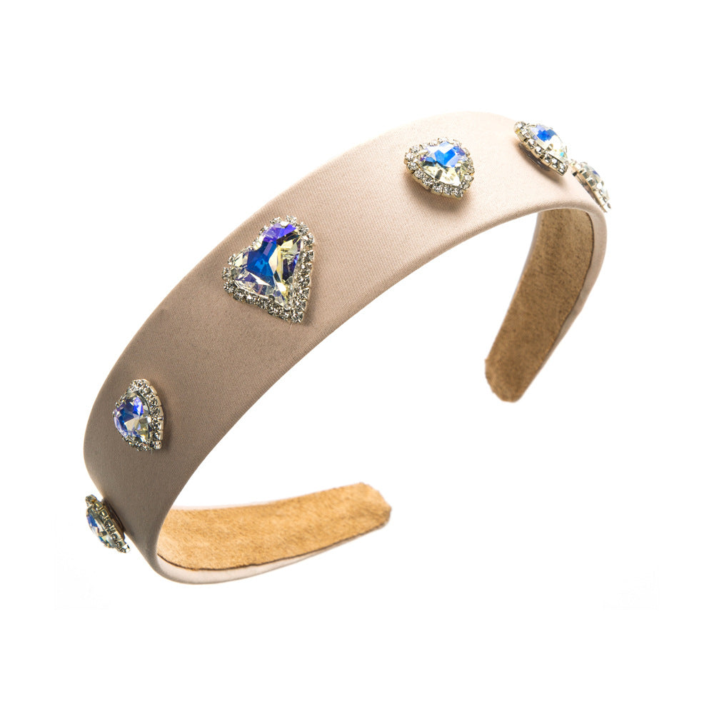 Heart Shape Jewelry Headband For Women In Purple Featuring Rhinestones, Stylish Commute Hair Accessory