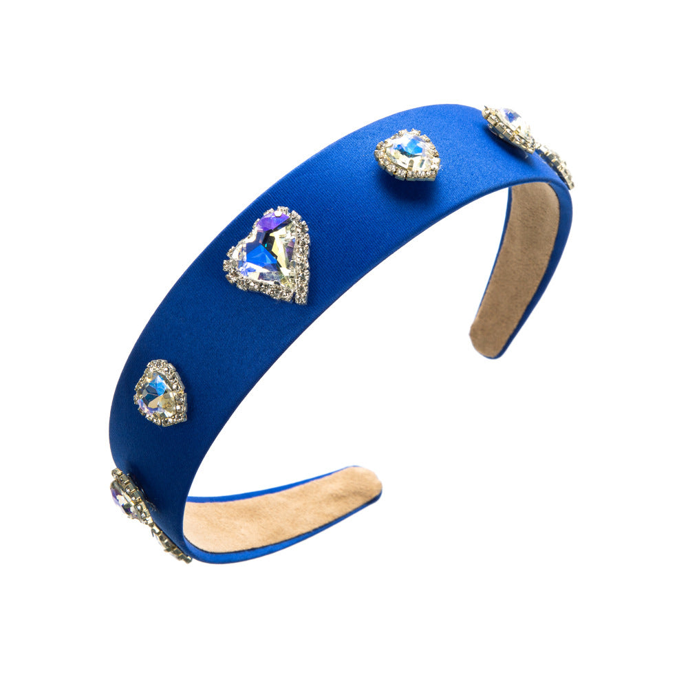 Heart Shape Jewelry Headband For Women In Purple Featuring Rhinestones, Stylish Commute Hair Accessory