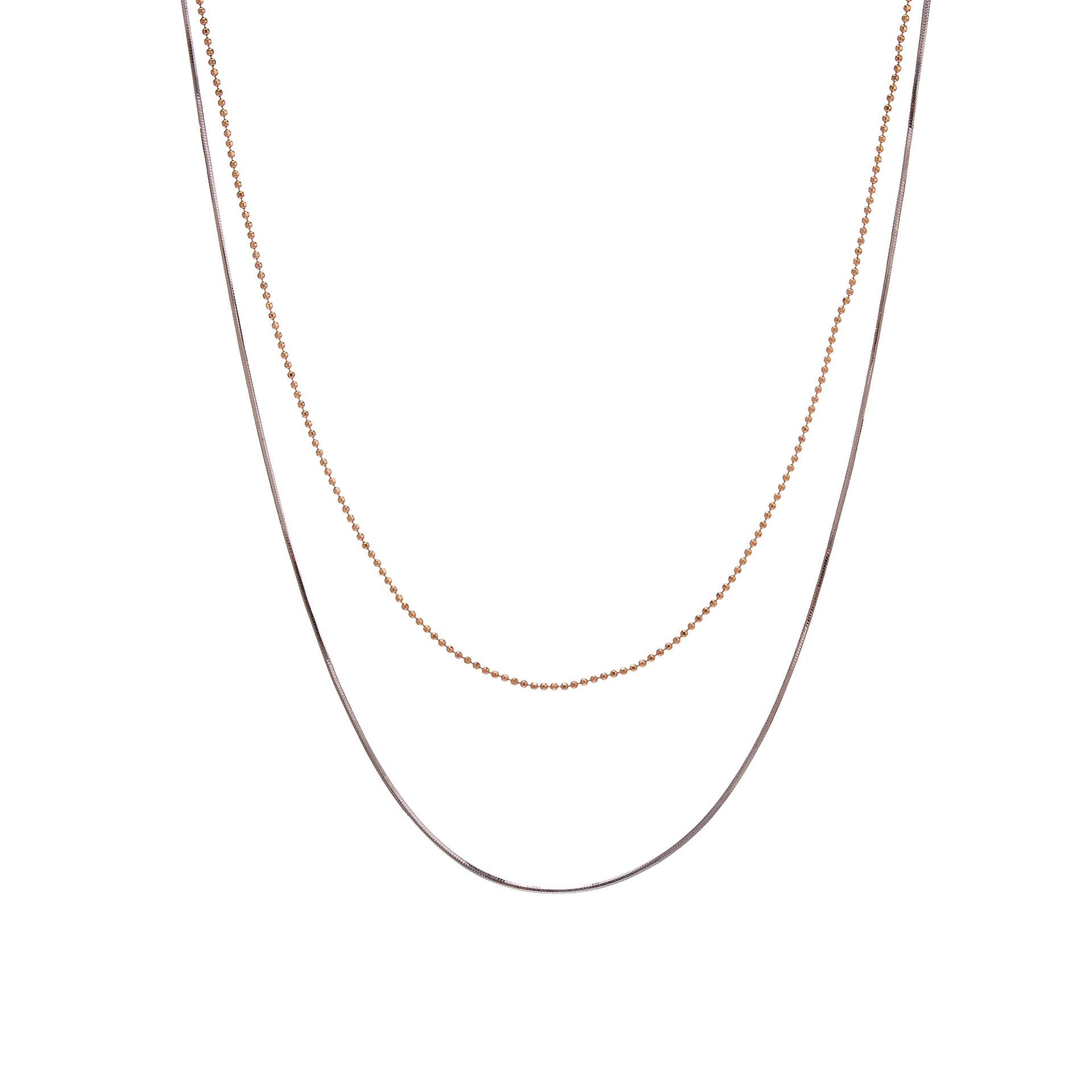 Geometric Double Layer Necklaces For Women With Copper Alloy Snake Chain, Electroplated Finish, And Copper Pendant