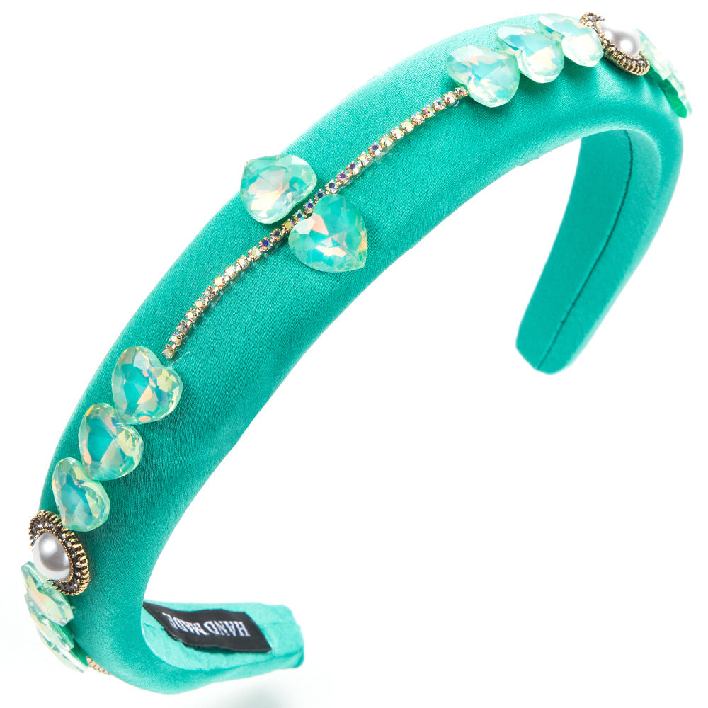 Heart Shape Jewelry Headband For Women In New Style With Glass Inlay, Available In Natural Pink