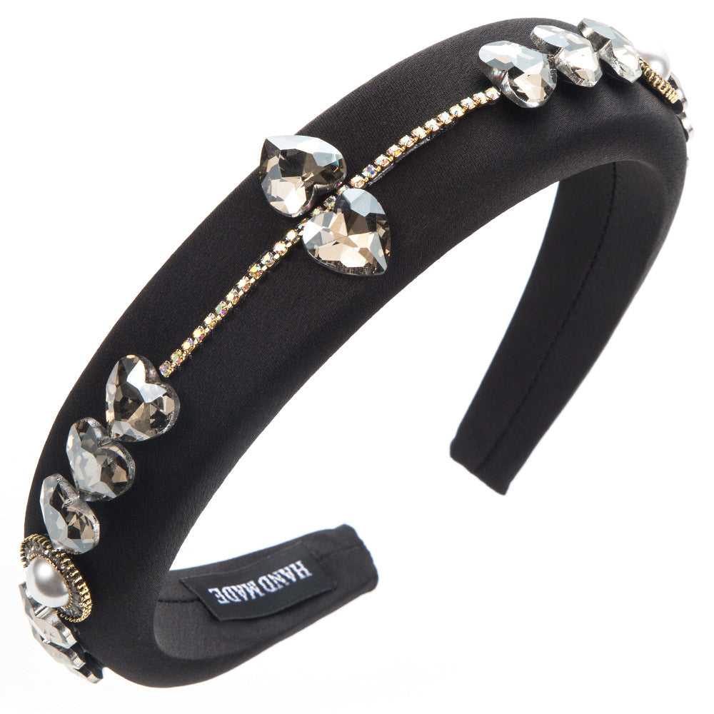 Heart Shape Jewelry Headband For Women In New Style With Glass Inlay, Available In Natural Pink