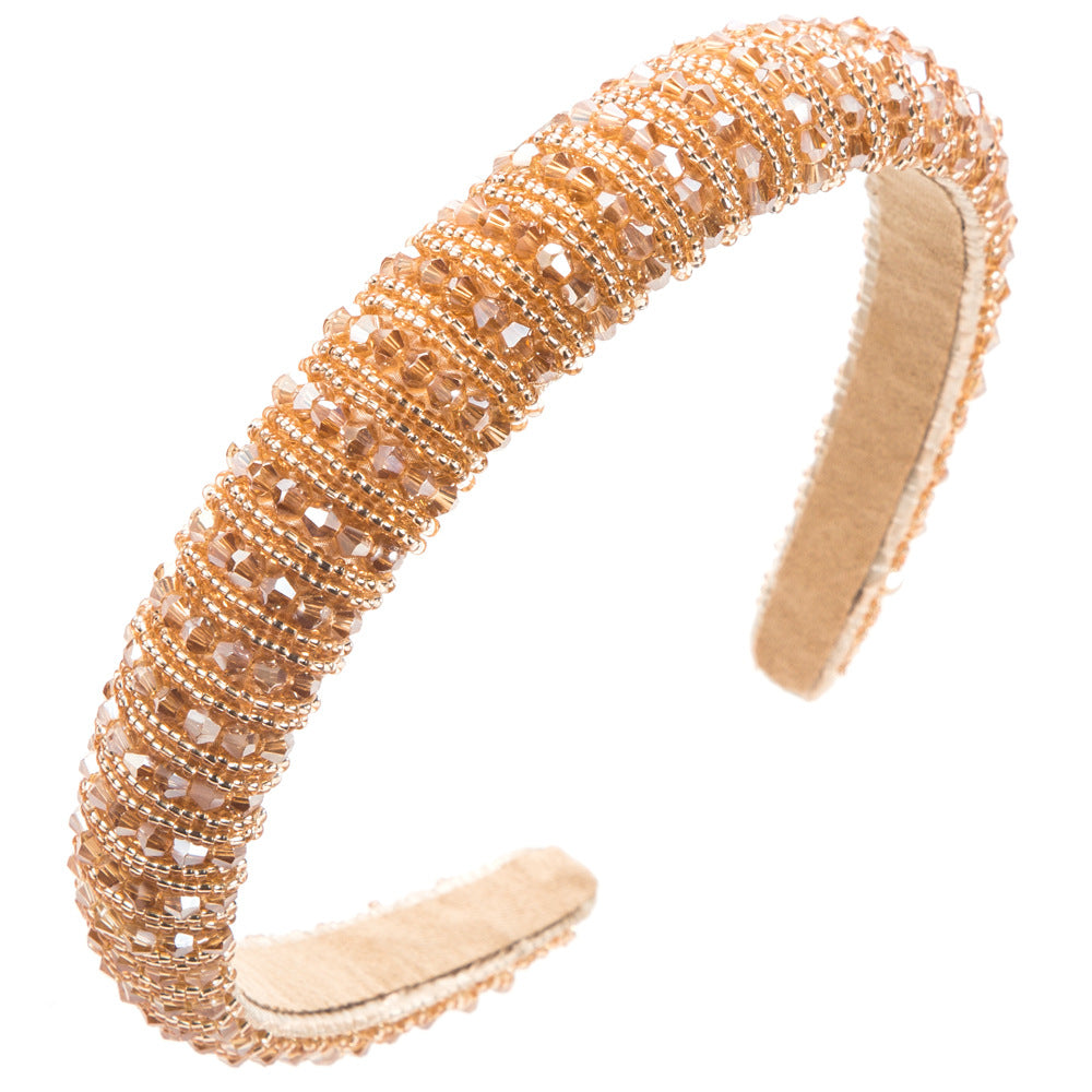 Crystal Beading Jewelry Headband For Women In Dyed Black, Stylish Commute Hair Accessory