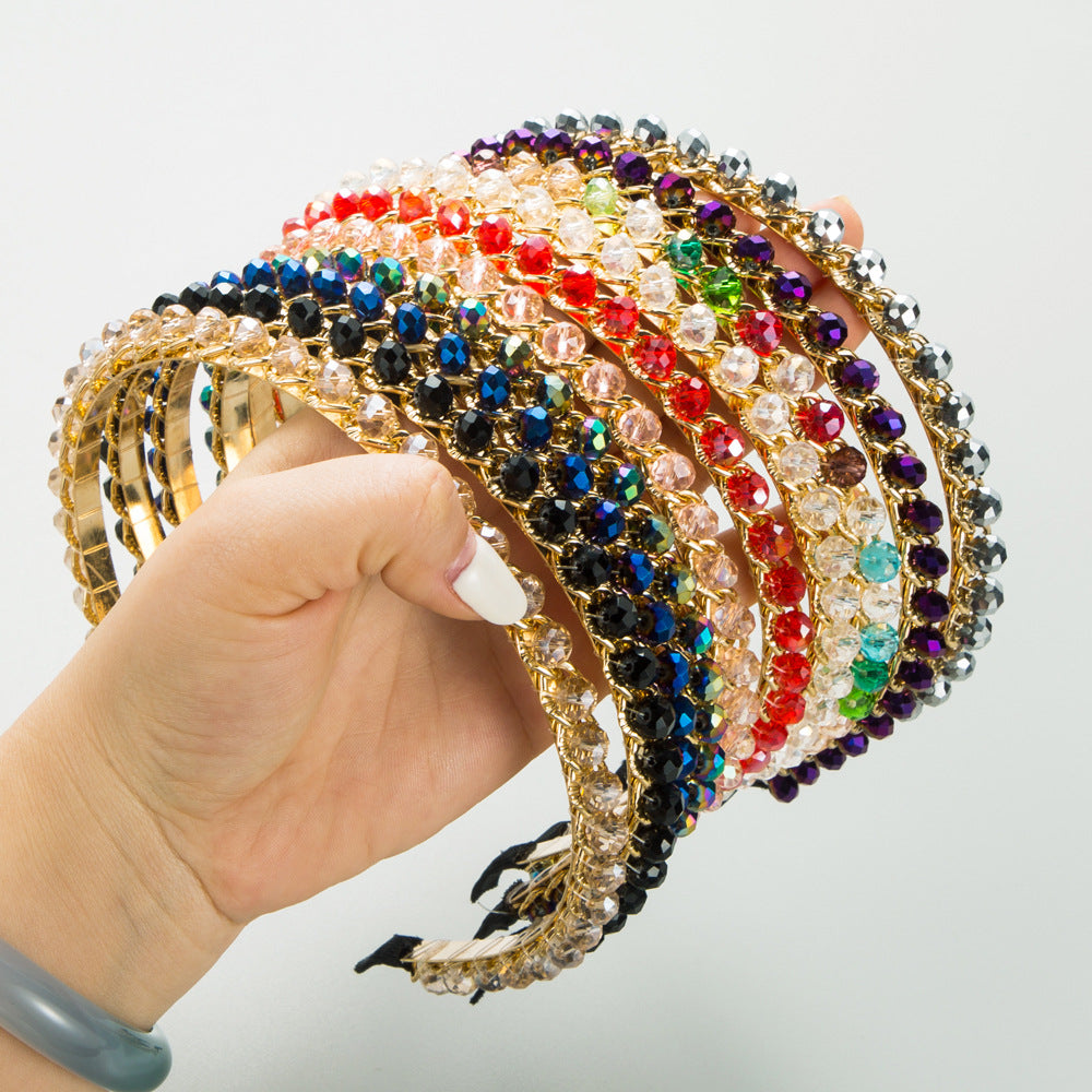 New Style Spa Headband For Women In Blue Featuring Crystal Inlay And Alloy Material