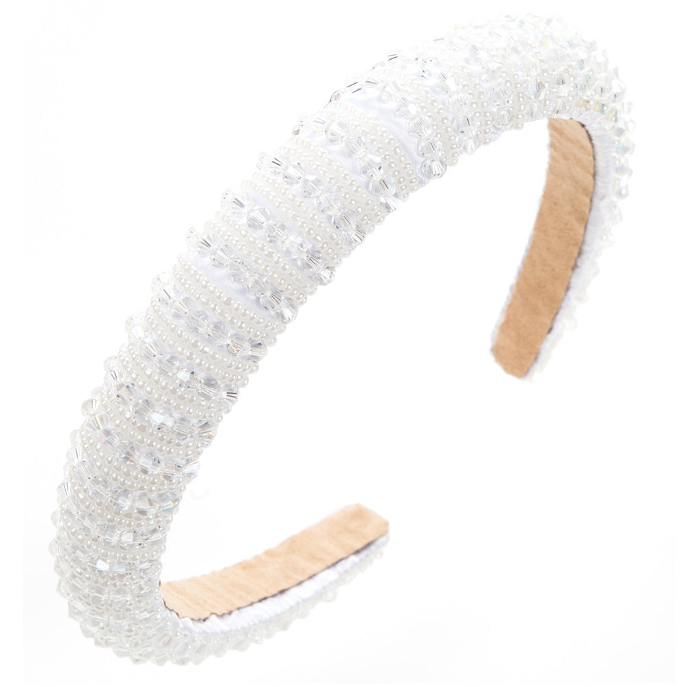 Crystal Beading Jewelry Headband For Women In Dyed Black, Stylish Commute Hair Accessory