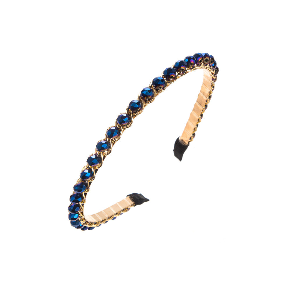New Style Spa Headband For Women In Blue Featuring Crystal Inlay And Alloy Material