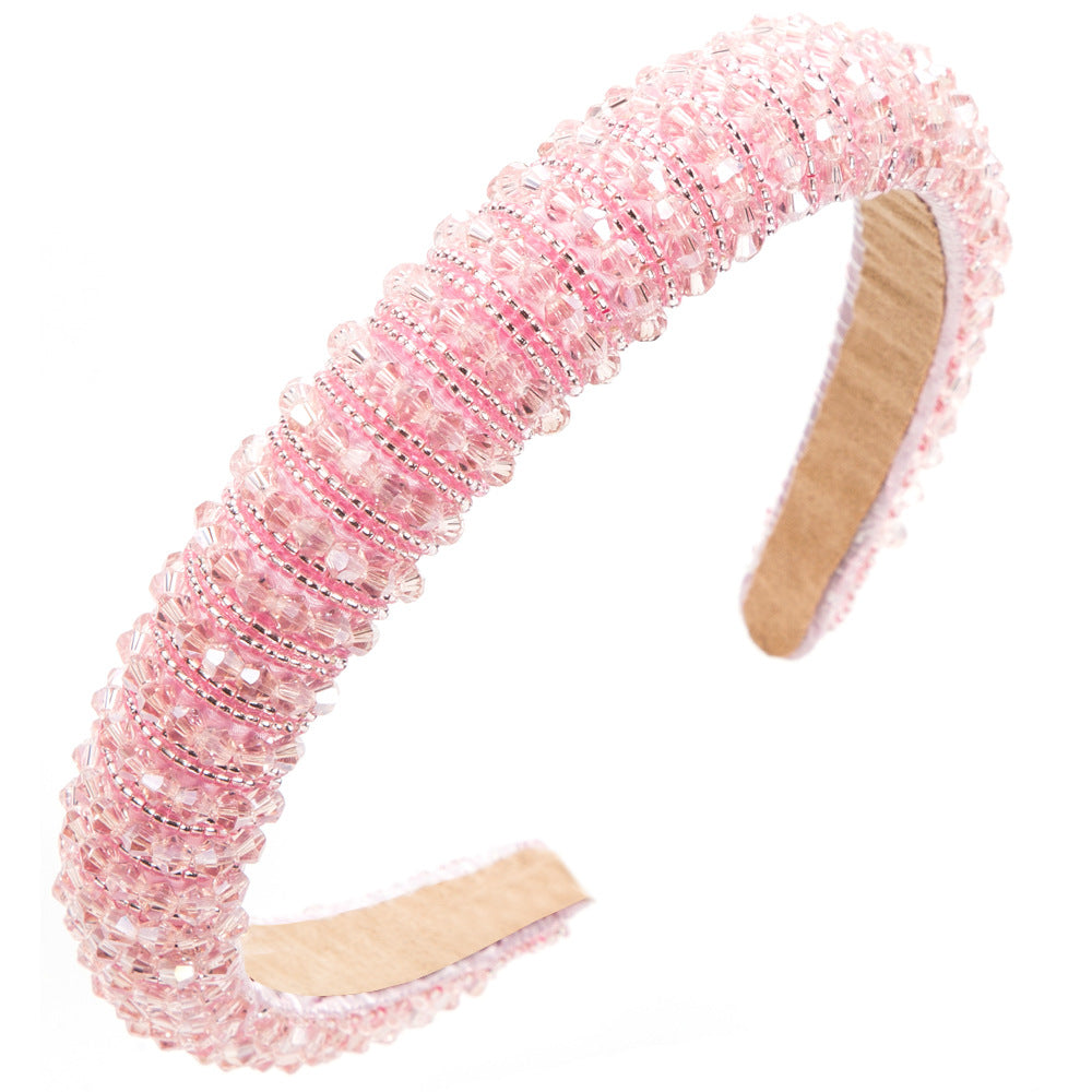 Crystal Beading Jewelry Headband For Women In Dyed Black, Stylish Commute Hair Accessory