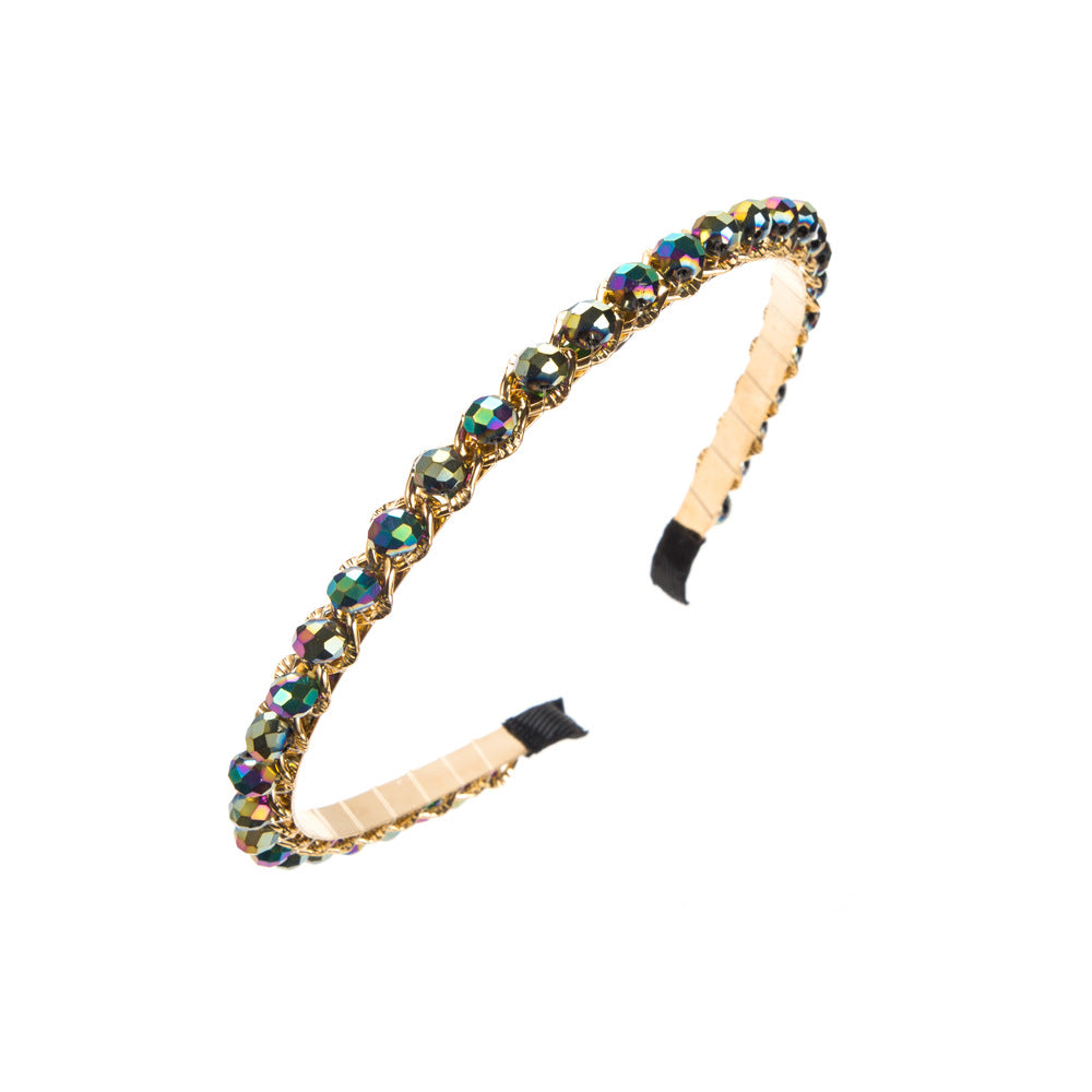 New Style Spa Headband For Women In Blue Featuring Crystal Inlay And Alloy Material