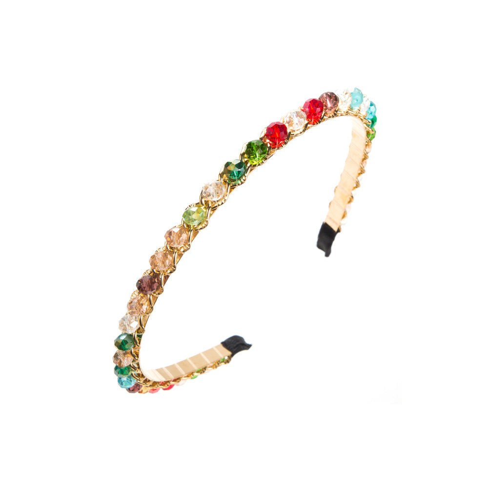New Style Spa Headband For Women In Blue Featuring Crystal Inlay And Alloy Material