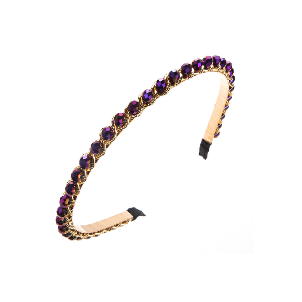 New Style Spa Headband For Women In Blue Featuring Crystal Inlay And Alloy Material