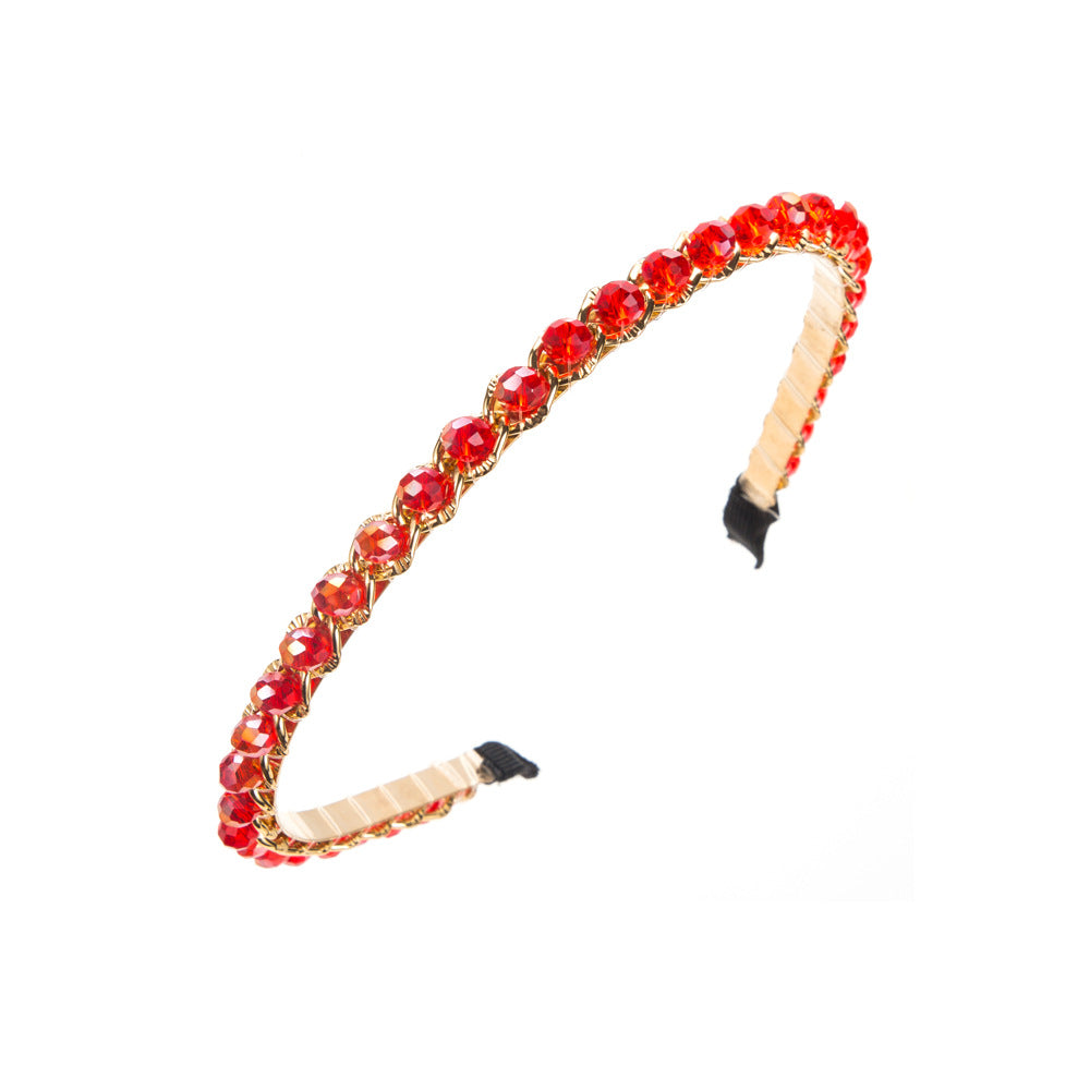 New Style Spa Headband For Women In Blue Featuring Crystal Inlay And Alloy Material