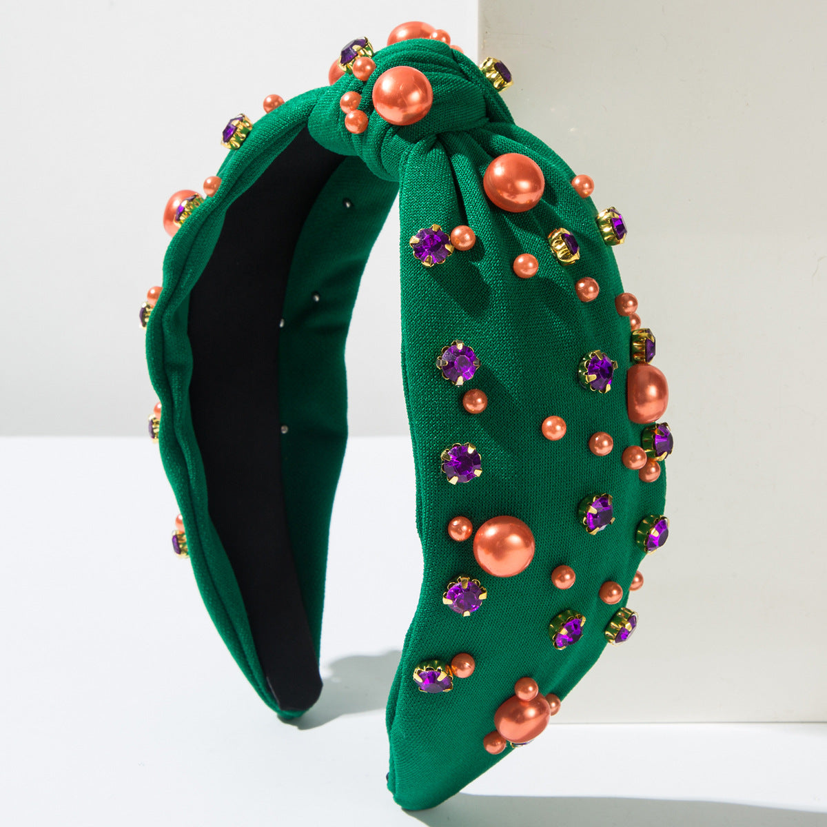 Heart Shape Spa Headband For Women In Cloth Material Featuring Rhinestones, Perfect For Valentine's Day Commute