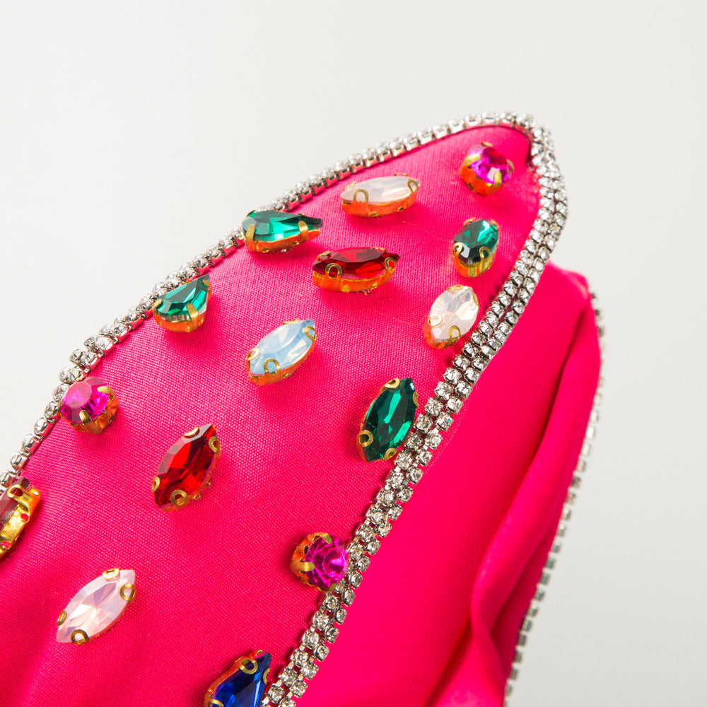 Round Jewelry Headband For Women In Green Featuring Rhinestones, Stylish Commute Hair Accessory