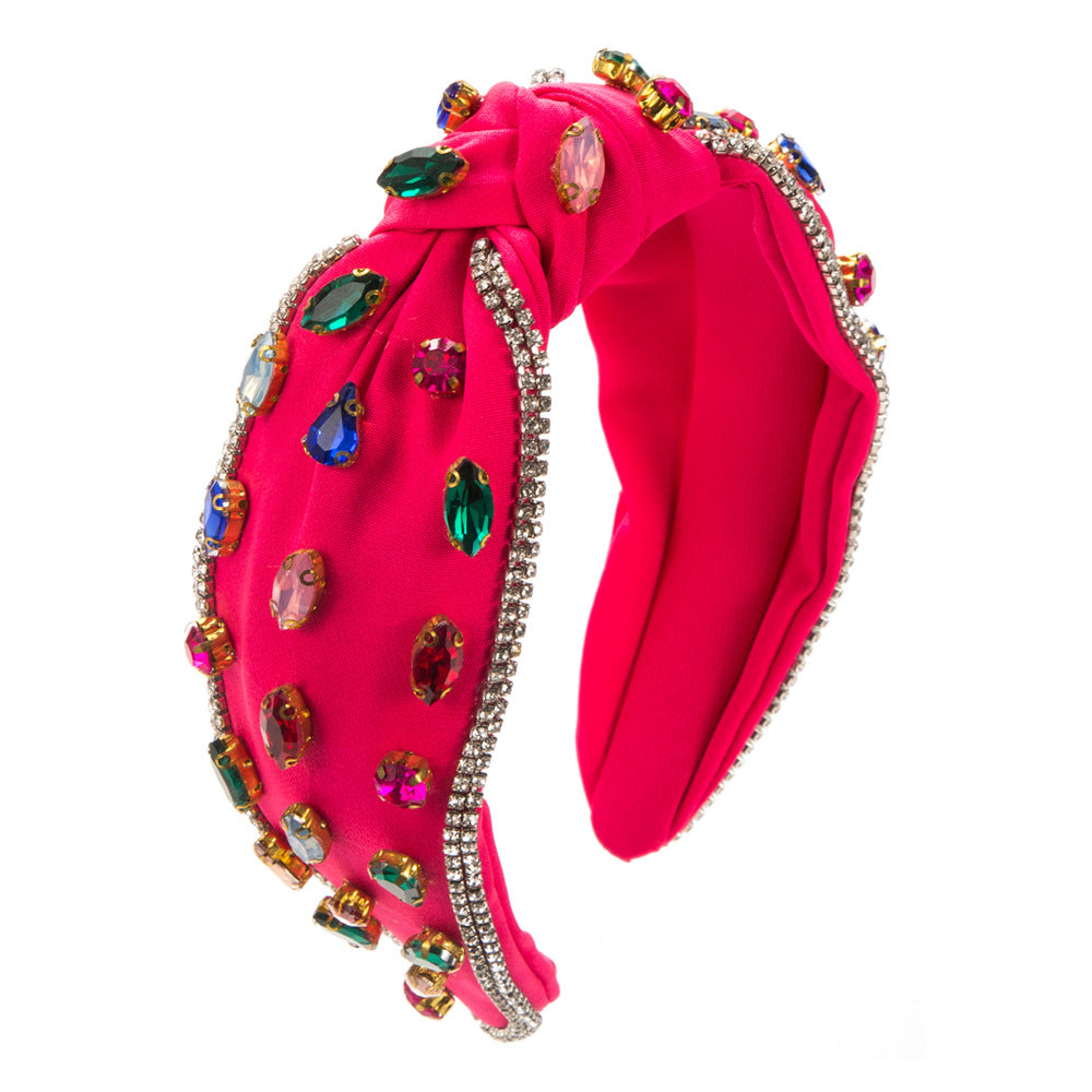 Round Jewelry Headband For Women In Green Featuring Rhinestones, Stylish Commute Hair Accessory