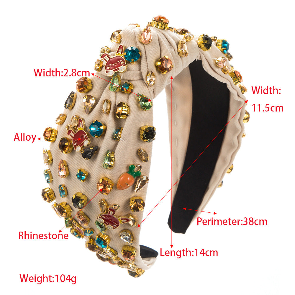 Baroque Style Rabbit Jewelry Headband For Women In Denim With Rhinestone Embellishments, Perfect For Easter