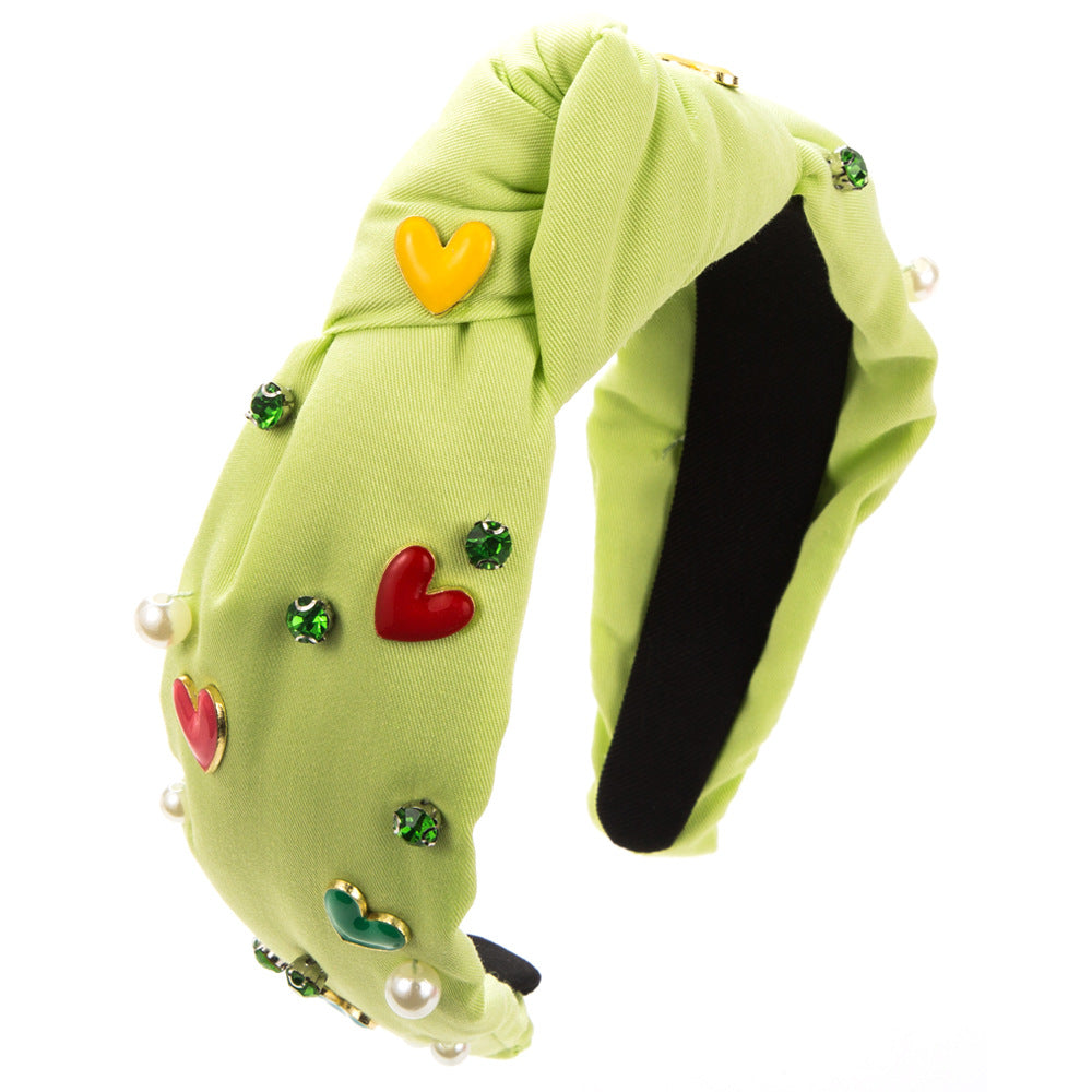 Heart Shape Jewelry Headband For Women With Rhinestones In Rose Red, Perfect For Valentine's Day