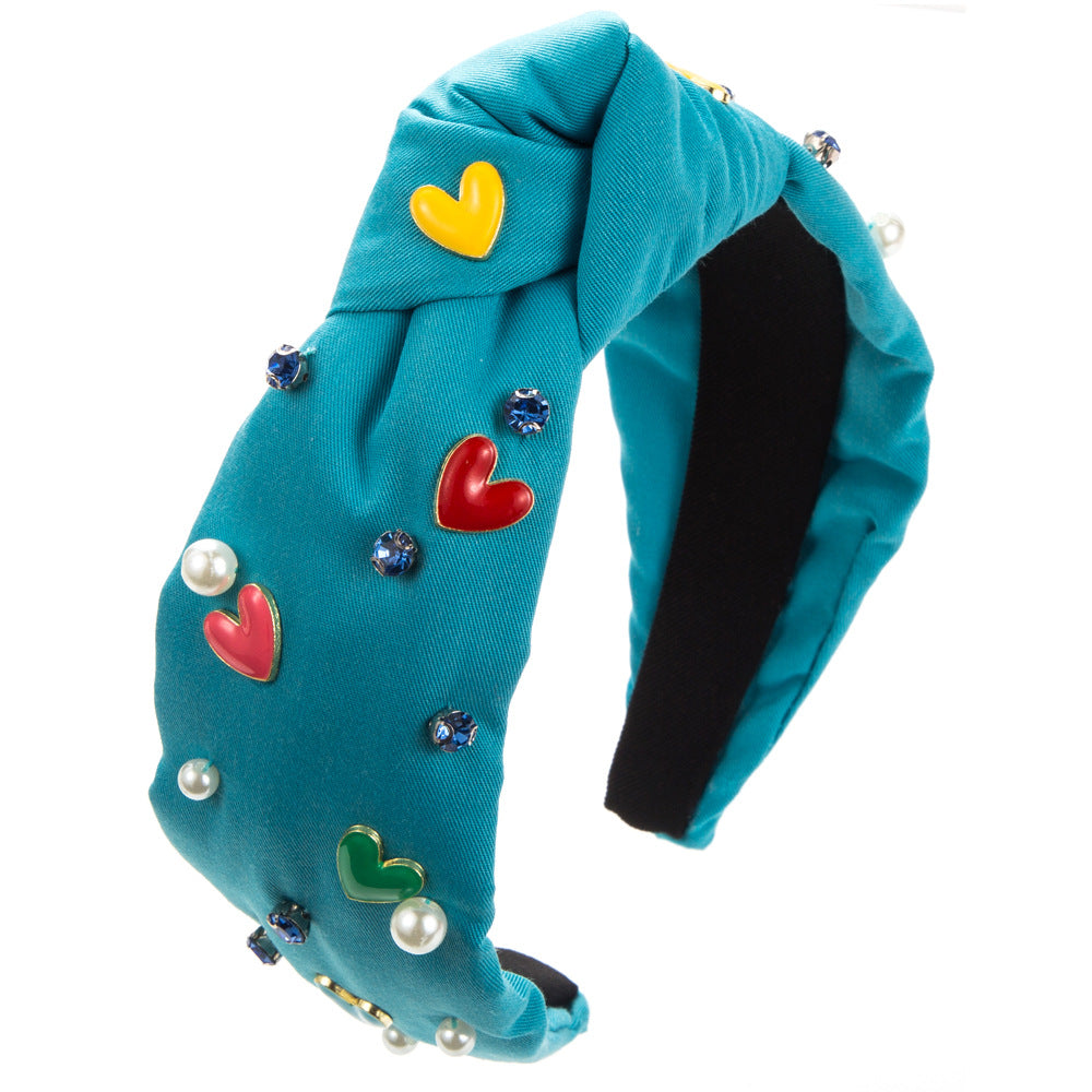 Heart Shape Jewelry Headband For Women With Rhinestones In Rose Red, Perfect For Valentine's Day