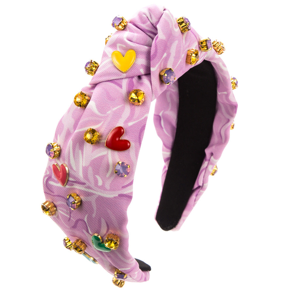 Heart Shape Jewelry Headband For Women With Rhinestones In Rose Red, Perfect For Valentine's Day