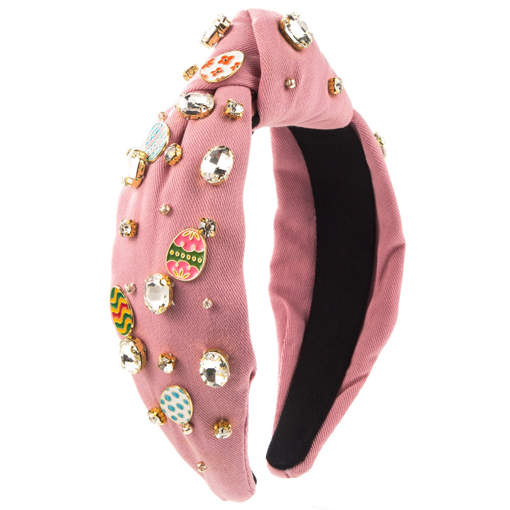Cute Egg Jewelry Headband For Women In Rose Gold Alloy, Perfect For Easter Celebrations