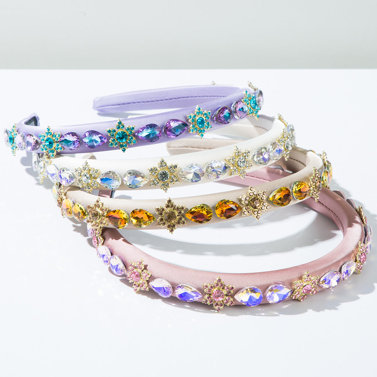 New Style Flowers Jewelry Headband For Women With Purple Rhinestones Embellishment