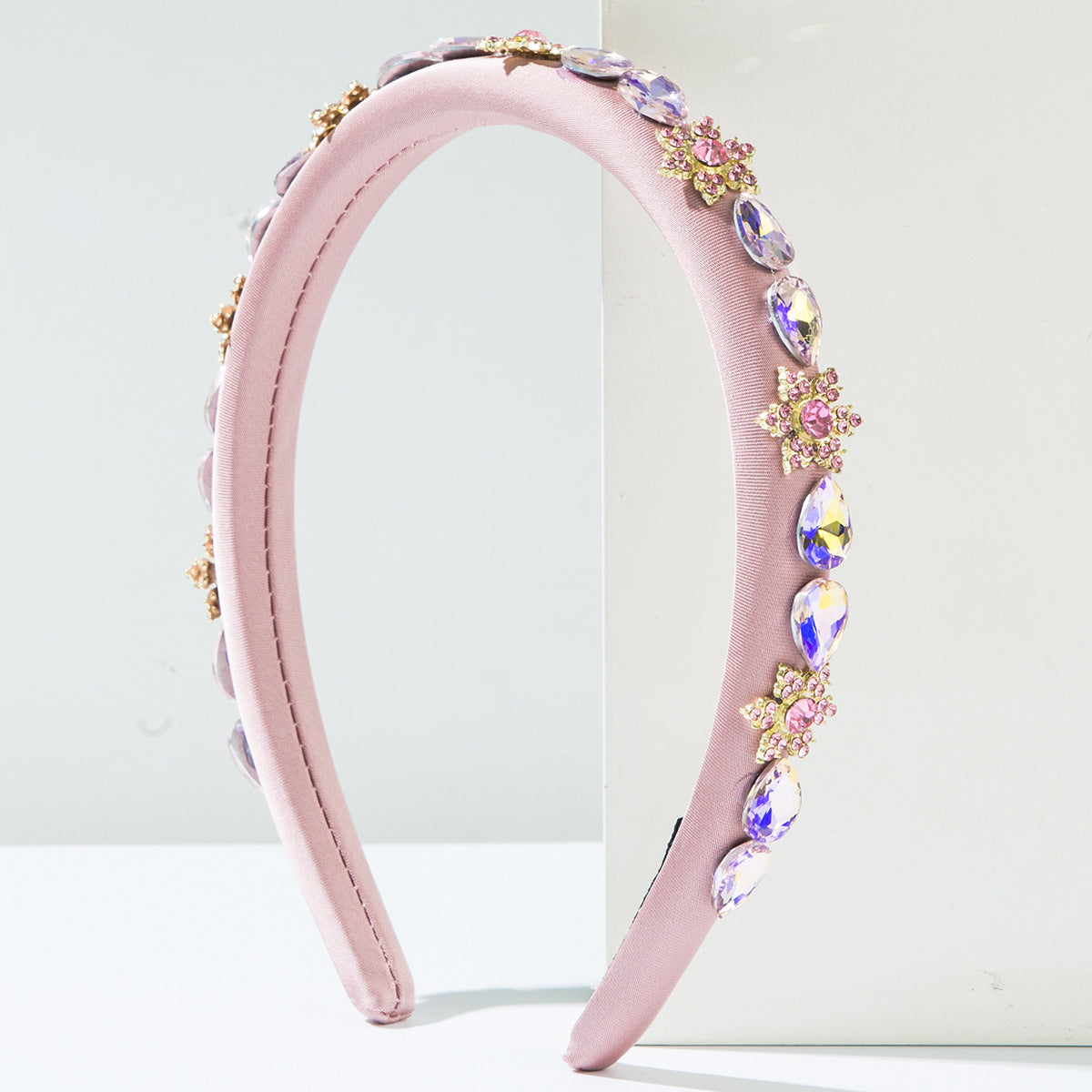 New Style Flowers Jewelry Headband For Women With Purple Rhinestones Embellishment