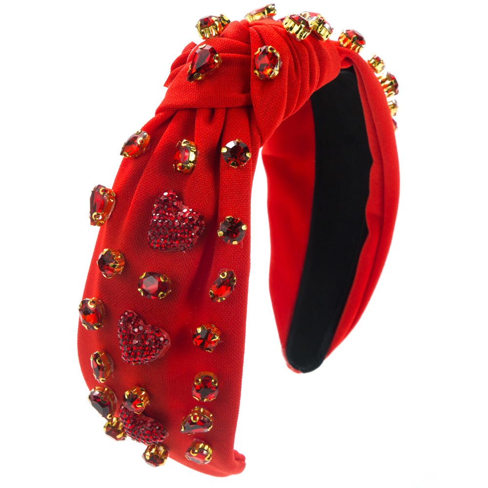 Heart Shape Baroque Style Jewelry Headband For Women In Glass With Rhinestones, Perfect For Valentine's Day