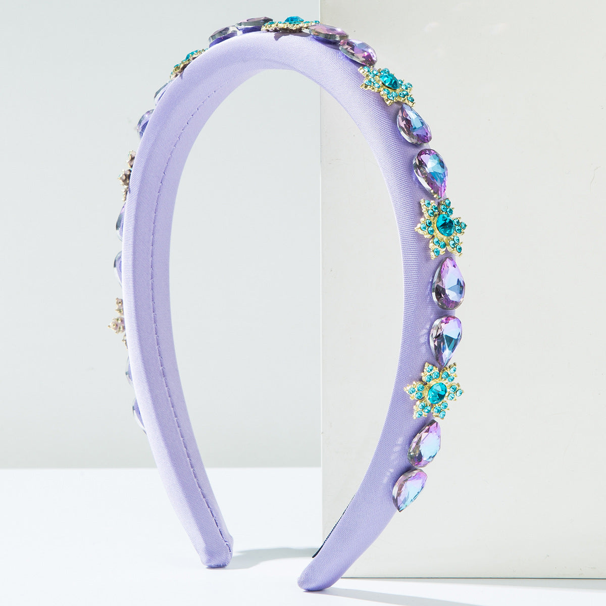 New Style Flowers Jewelry Headband For Women With Purple Rhinestones Embellishment