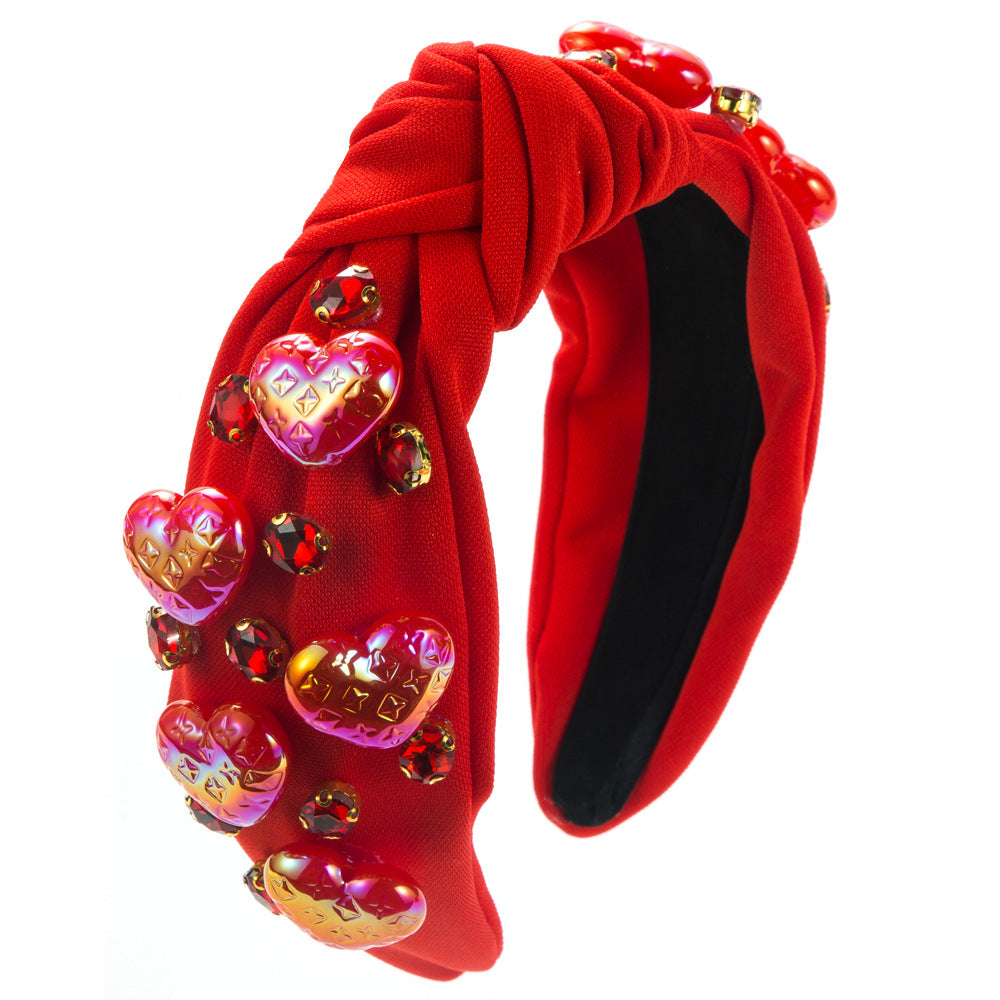 Heart Shape Baroque Style Jewelry Headband For Women In Glass With Rhinestones, Perfect For Valentine's Day